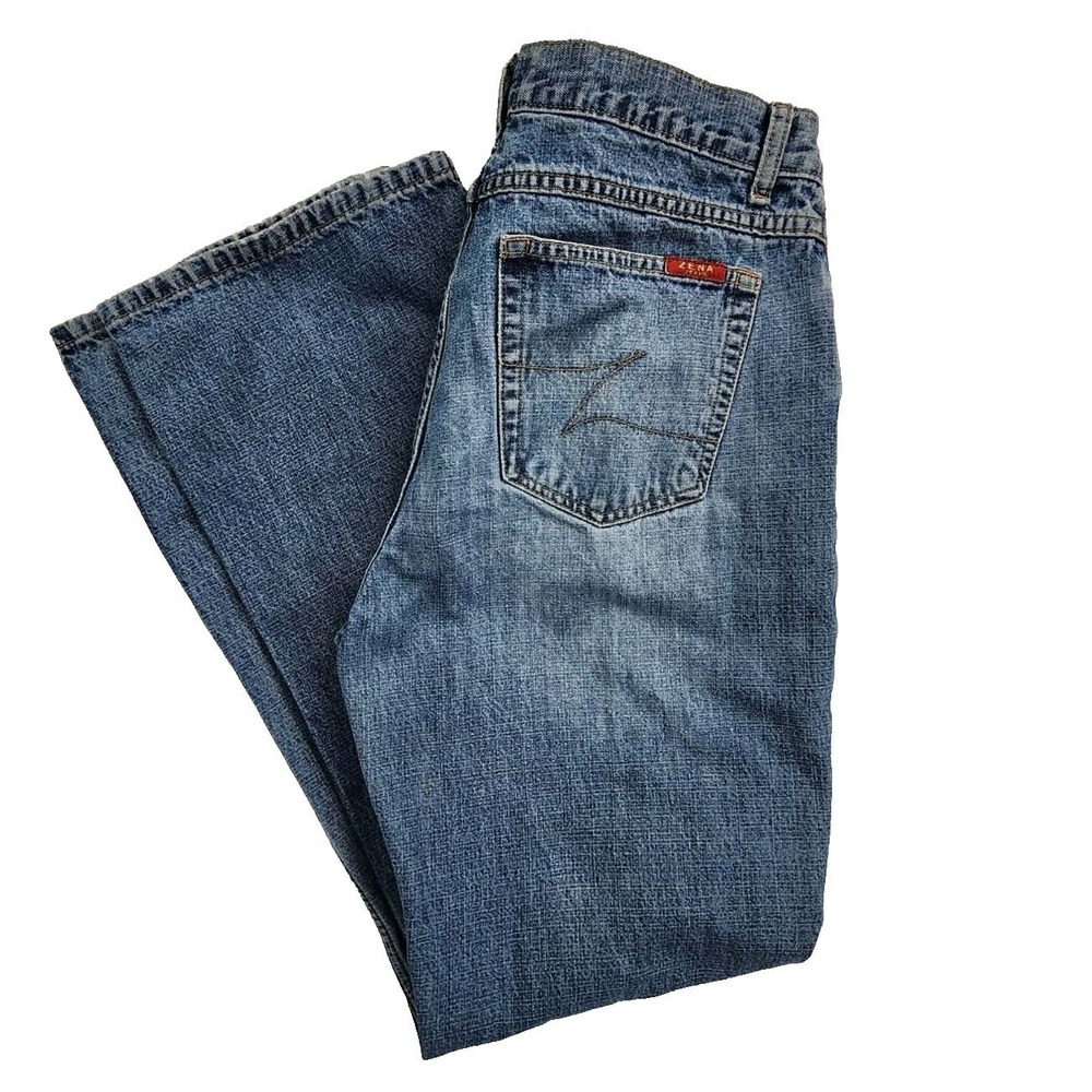 Zena Jeans Women 12 Blue Medium Wash‎ Button Fly Bootcut Vintage Cotton Denim